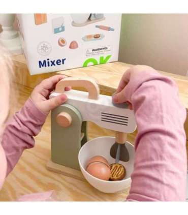 TOOKY TOY Mikser Drewniany Pastelowy Zestaw Akcesoria