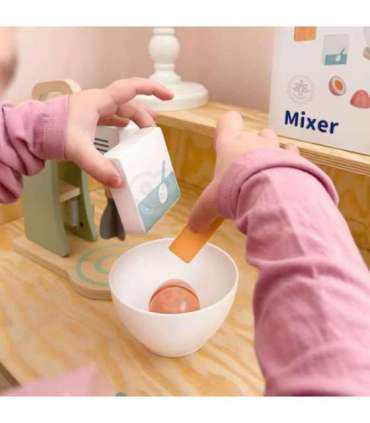 TOOKY TOY Mikser Drewniany Pastelowy Zestaw Akcesoria