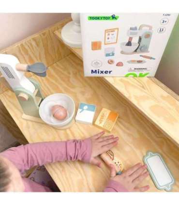 TOOKY TOY Mikser Drewniany Pastelowy Zestaw Akcesoria