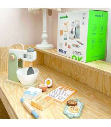 TOOKY TOY Mikser Drewniany Pastelowy Zestaw Akcesoria