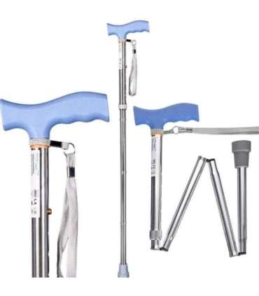 Folding walking stick ACTIONMED silver