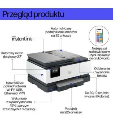 HP OfficeJet Pro 8132e Wireless All-in-One Color Printer, Instant Ink Two-sided printing