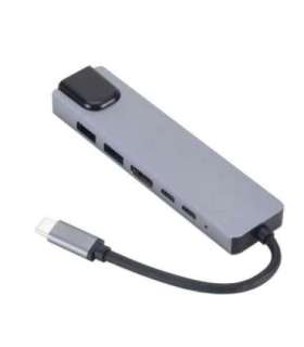 Gembird A-CM-COMBO5-06 USB Type-C 6-in-1 multi-port adapter (AF and Type-C Hub + HDMI + PD+LAN)