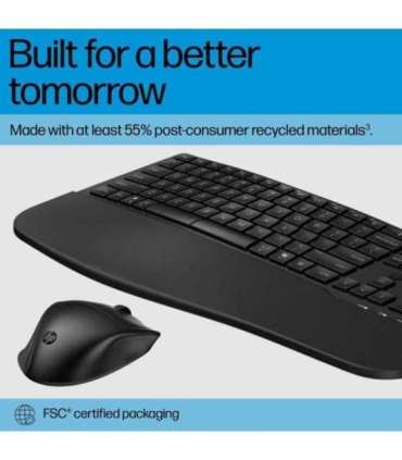 HP 685 Comfort Dual-Mode Keyboard and Mouse Combo, spill resistant - Black - US ENG