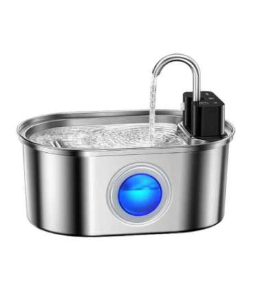 Wireless stainless steel fountain/water dispenser for dogs and cats, 3.2 l, Rojeco