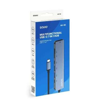 Savio AK-82 interface hub USB Type-C 5000 Mbit/s Black