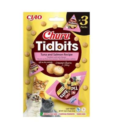 INABA CAT CHURU TIDBITS 3P TUNA&SALMON 3x12g