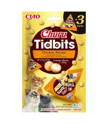 INABA CAT CHURU TIDBITS 3PCHICKEN RECIPE3x12g