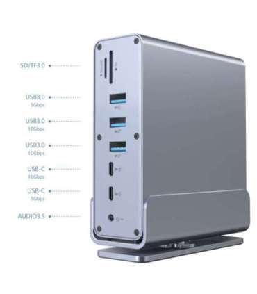 Gembird A-CF-COMBO15-01 USB Type-CF 15-in-1 multi-port adapter (USB hub AF-ports v.2x2 + v.3x3, Type-CF + HDMIx2 +