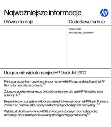 HP DeskJet 2910 Wireless All-in-One Color Printer