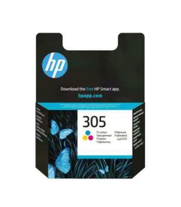 HP 305 Tri-Color Ink Cartridges, 100 pages, for HP DeskJet 2300, 2710, 2720, Plus 4100 (with plastic cover)