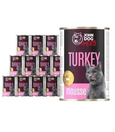 John Dog dorosł Indyk mus puszka karma mokra dla kota 400g*12