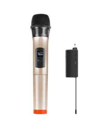Wireless dynamic microphone UHF PULUZ PU628J 3.5mm (gold)