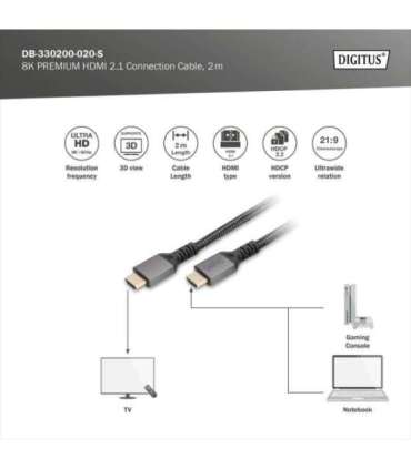 Digitus 8K HDMI Ultra High Speed Connection Cable DB-330200-020-S 2 m
