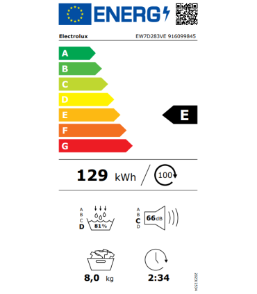 Dryer ELECTROLUX EW7D283VE