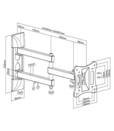 Maclean MC-719 TV Wall Mount LCD LED Plasma TV Holder Tiltable 13-27" 15 kg