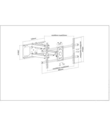 Manhattan TV & Monitor Mount, Wall, Full Motion, 1 screen, Screen Sizes: 37-75", Black, VESA 200x200 to 800x400mm, Max