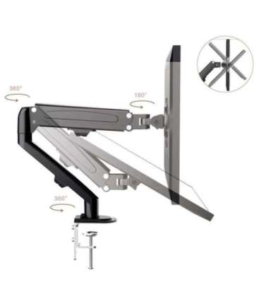 Maclean MC-860N Monitor Mount, with Gas Spring, 13"-27", 8 kg, Black