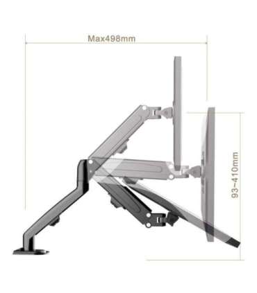 Maclean MC-860N Monitor Mount, with Gas Spring, 13"-27", 8 kg, Black