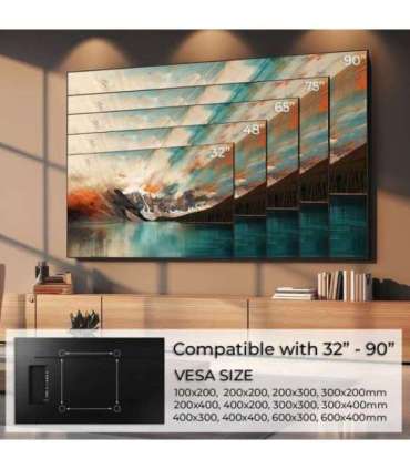 Maclean TV MC-421 Wall Mount Bracket 32"-90" VESA 600x400 80kg Tilting Universal Adjustable Spirit Level Accessories