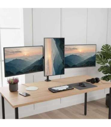 Maclean 3 monitor mount, gas spring, 17"-27", 2-8kg, black, MC-137