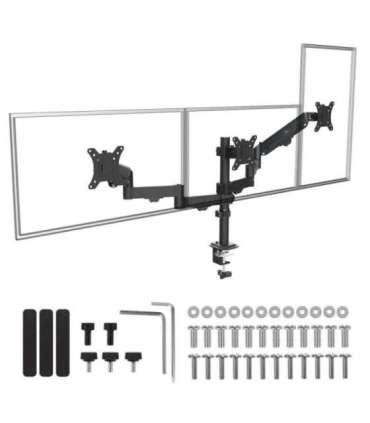 Maclean 3 monitor mount, gas spring, 17"-27", 2-8kg, black, MC-137