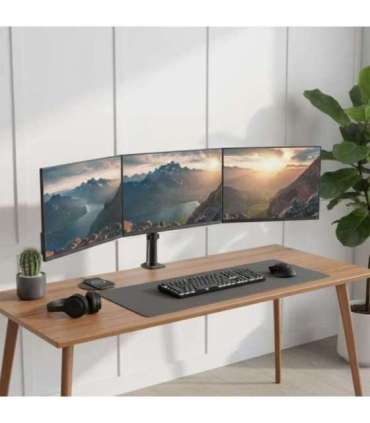 Maclean 3 monitor mount, gas spring, 17"-27", 2-8kg, black, MC-137