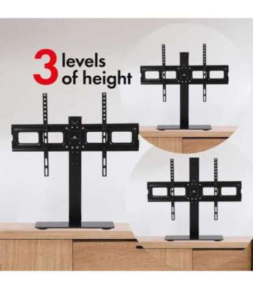 Maclean MC-386 Universal TV Stand Base for Cabinet Dresser Table Desk 32" - 75" 40kg VESA 35° Rotating Temepred Glass