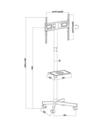 Maclean MC-949 TV Cart, Stand, Professional,32-55", on Casters, max. VESA 400x400, max. 25kg