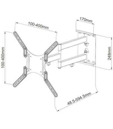 Techly 23-55 Universal LCD TV Wall Mount Bracket Black" ICA-PLB 136M