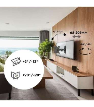 Maclean MC-416 TV Monitor Wall Mount 13"-32" 30kg Tilt Rotate max. VESA 100x100 Black Powder Coating LED OLED LCD