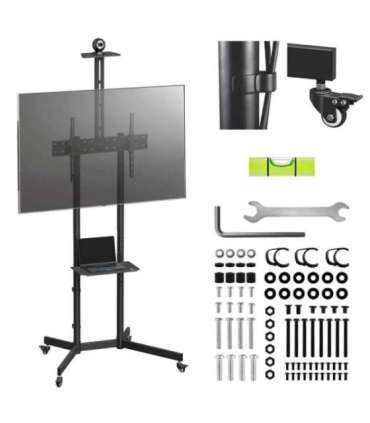 Maclean TV stand / cart, camera shelf, on wheels, 37-70", max load 45kg/5kg shelf, max. VESA 600x400, MC-113 B