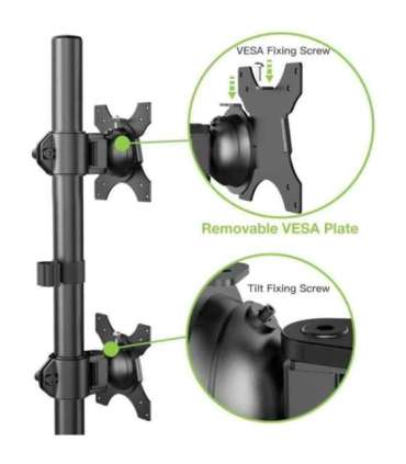 Techly ICA-LCD 2520V monitor mount / stand 68.6 cm (27") Desk Black