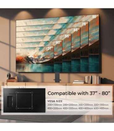 Maclean MC-866T Smart Motorized Electric TV Lift TUYA Mobile App Floor Mount Bracket Alexa Google Home 37''-80'' 60kg