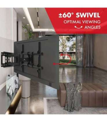 Maclean TV Mount, max VESA 600x400, 32-85", 60kg, horizontal and vertical angle adjustment, profile 65-390mm, black,