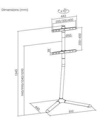 Maclean TV floor stand bracket, 32-70", max. VESA 400x400, max. 40kg, MC-494