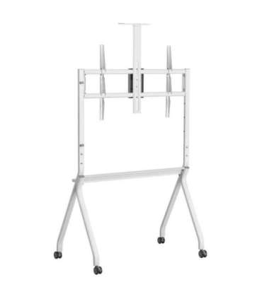Maclean TV stand / cart, camera shelf, on casters, 55-100", max load 120kg/10kg shelf, max. VESA 900x600, white, MC-114