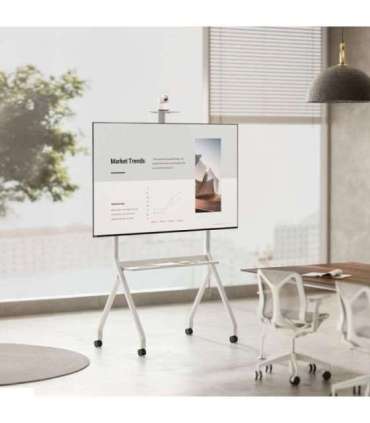 Maclean TV stand / cart, camera shelf, on casters, 55-100", max load 120kg/10kg shelf, max. VESA 900x600, white, MC-114