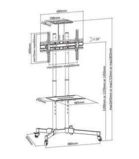 Techly ICA-TR16T signage display mount 177.8 cm (70") Black