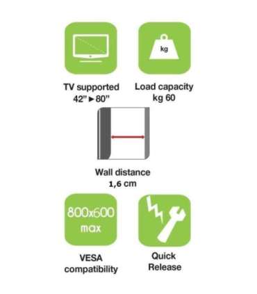Techly Wall Mount for LED LCD TV 42-80 Ultra Slim Fixed H600mm" ICA-PLB 860