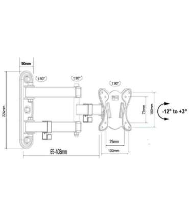 Maclean MC-417 Full Motion TV Monitor Wall Mount 13-32" 30kg max. VESA 100x100 Black Powder Coated Universal Holder