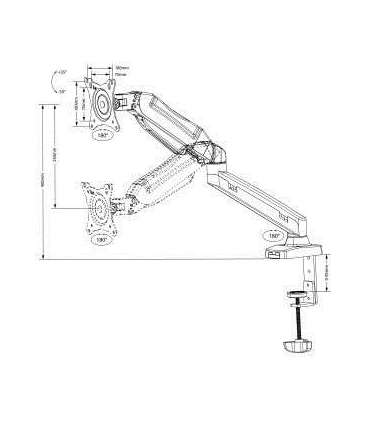 Maclean MC-860 monitor mount / stand 68.6 cm (27") Black Desk