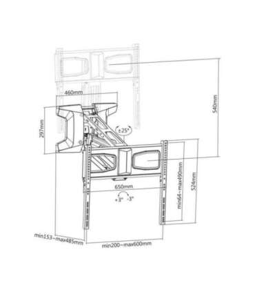 Maclean MC-891 Electric TV Wall Mount Bracket with Remote Control Height Adjustment 37'' - 70" max. VESA 600x400 up to