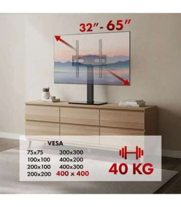 Maclean universal TV stand, for RTV cabinet, stand, max. 40kg, max. VESA 400x400, height and angle adjustment, for