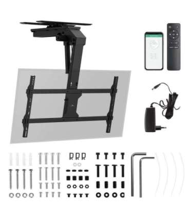 Maclean electric TV mount, ceiling mount, Tuya support, max. VESA 800x400, reg. in pos. +90°~-90°, for TV 43-86", max.