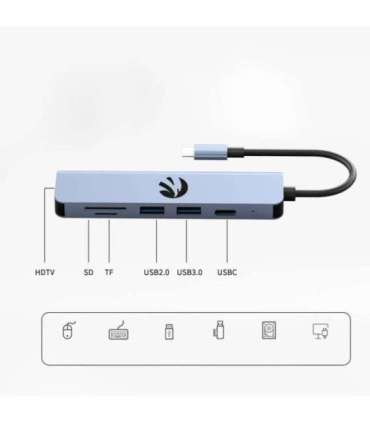 Hawk HW-HUB601 6in1 Adapter USB-C