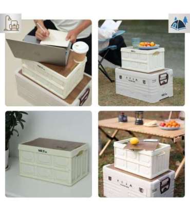 NCB4007 FOLDING CAMPING BOX WHITE WITH LID 2IN1 NILS CAMP