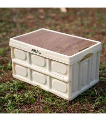 NCB4007 FOLDING CAMPING BOX WHITE WITH LID 2IN1 NILS CAMP