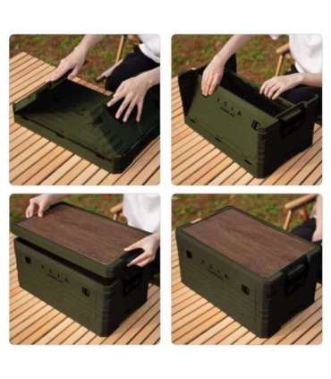 NCB4002 FOLDING CAMPING BOX WITH LID 2IN1 50L GREEN NILS CAMP