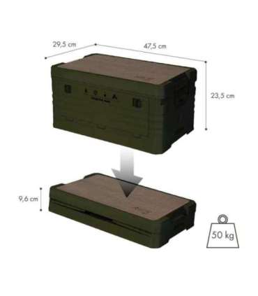 NCB4002 FOLDING CAMPING BOX WITH LID 2IN1 50L GREEN NILS CAMP